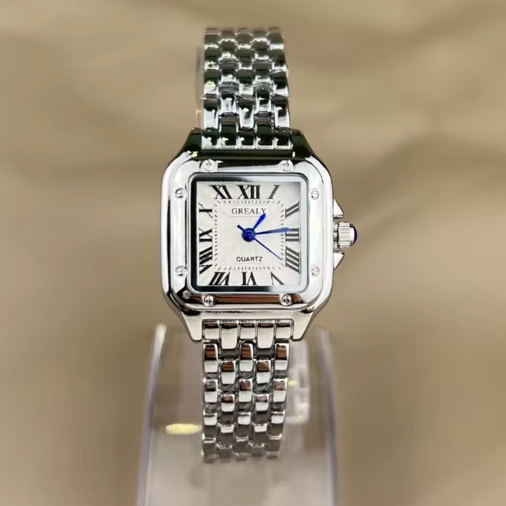 Panthere Silver Quartz Watch with Roman Numerals
